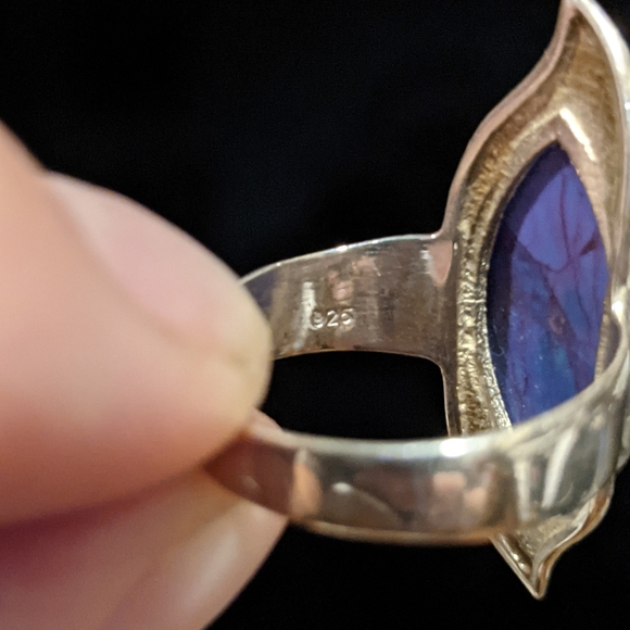 Purple Copper Turquoise .925 Silver Ring, size 8 - Picture 8 of 9